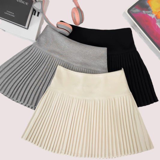 High-waisted Pleated A-line Loose Casual Short Skirt